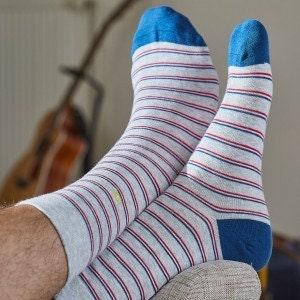 Mens Grey Fine Stripes Socks Ethimaart 