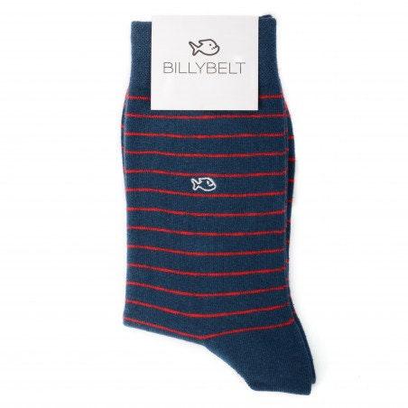 Mens Blue Fine Stripes Socks Ethimaart 