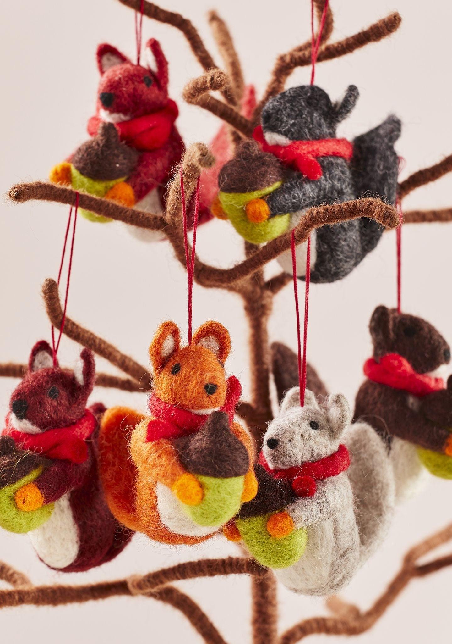 Felt Squirrel With Acorn - Christmas Tree Ornament