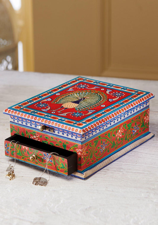 Traditional Peacock Jewelry Box With Mirror Ethimaart 