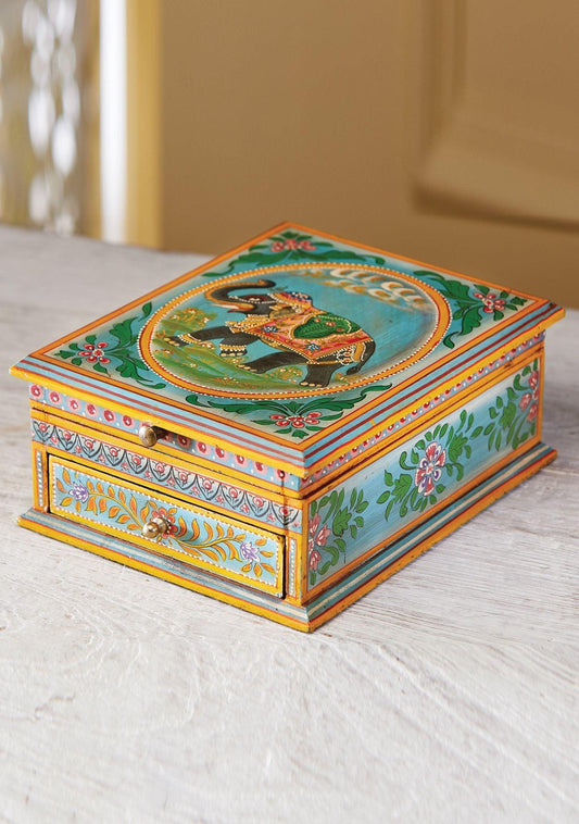 Elephant Jewelry Box With Mirror- Handmade Ethimaart 