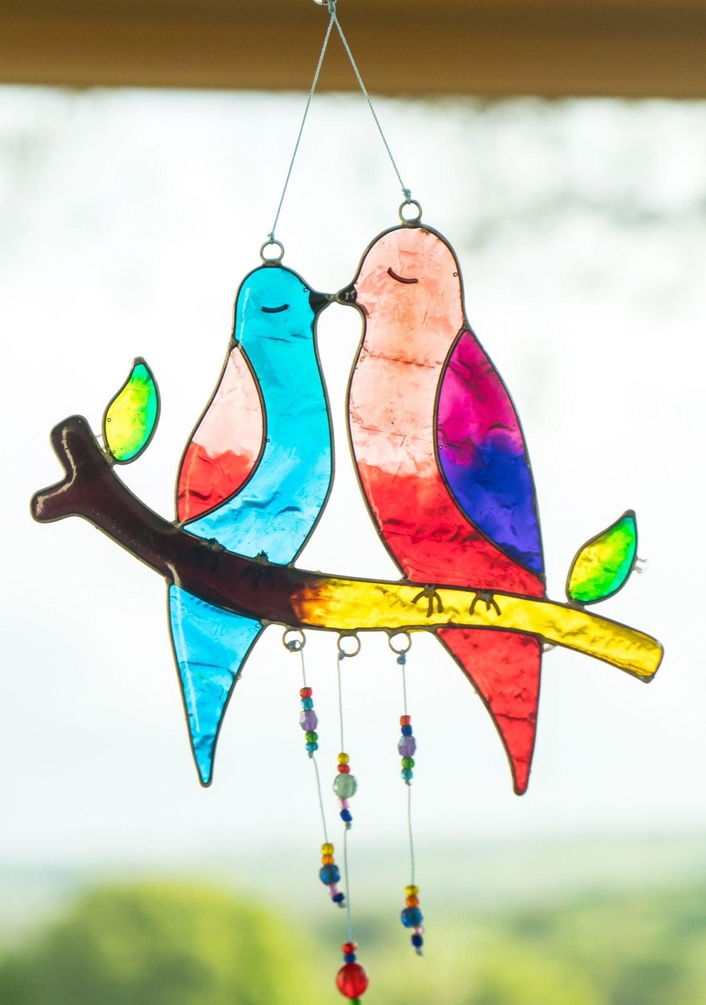 Kissing Couple Birds Suncatcher Ethimaart 