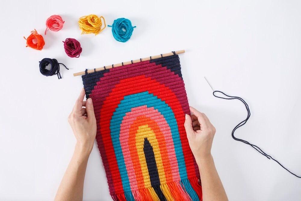 Make Your Own Rainbow Wall Art- Needlepoint Craft Kit - Ethimaart 