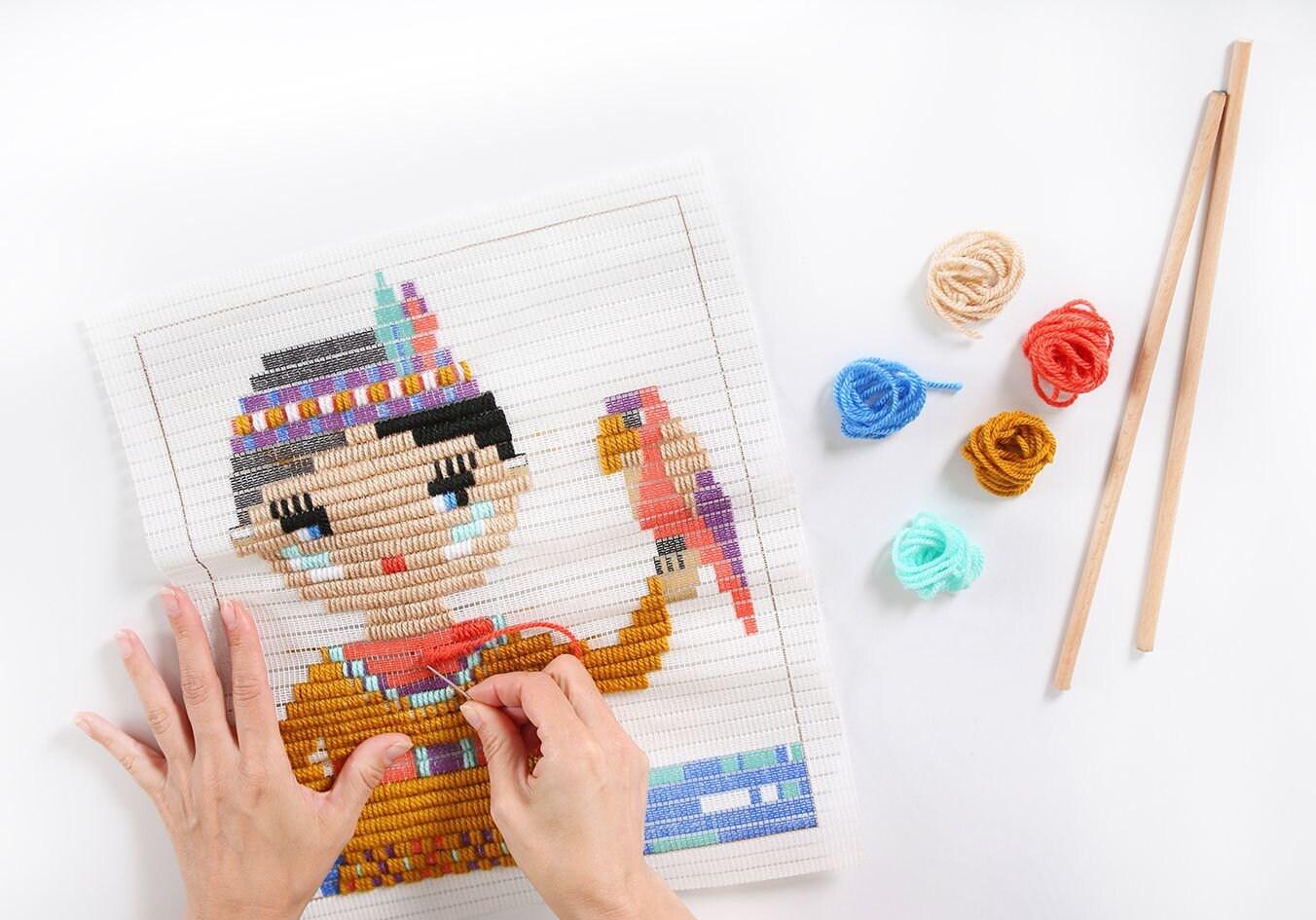 DIY Doll Wall Art- Needlepoint Craft Kit - Ethimaart 