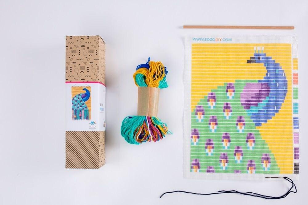 DIY Peacock Wall Art -Needlepoint Craft Kit - Ethimaart 