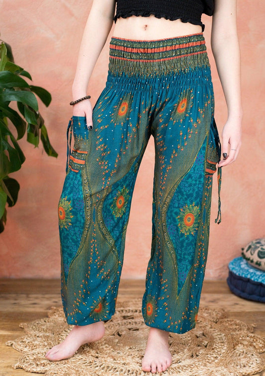 Peacock Print Trousers - Ethimaart 